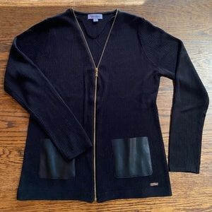 Calvin Klein Full Zip Ribbed Sweater